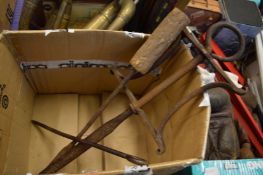 An old wrought iron garden line frame.