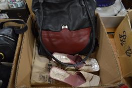 A pair of ladies shoes, size 6 together with a leather handbag.