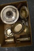 A quantity of silver items to include teapot, tea canisters etc.