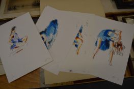 John Salkeld, studies of the dancer Lia, ink on watercolour, unframed together with an unframed