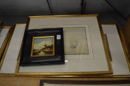 Attributed to George Walker, view from the Isle of Dogs, watercolour together with another