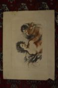 After Bartolozzi, a woman and cherub, colour print, unframed.