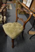A set of four and two similar Victorian walnut dining chairs.