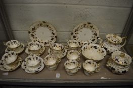 Quantity of gilt decorated tea ware, probably Rockingham.