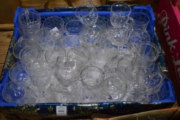 A collection of glass custard cups.