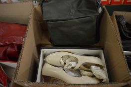 A pair of ladies shoes, size 6 together with a leather handbag.