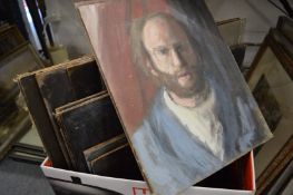 George Weissbort, a good collection of self portraits and figure studies, oil on board, unframed (