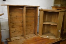 Pine hanging corner shelf and a wall shelf.