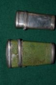 A Georgian silver shagreen etui case with contents together with a silver case and contents.