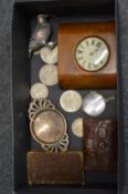 Large pocket watch, a miniature leather bound book, poetical works of Lord Byron etc.