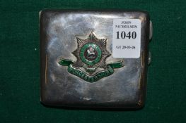 Silver cigarette case for the Worcestershire Regiment.