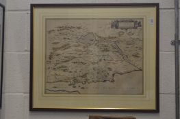 After Johannes Blaue, The west part of Fife, part hand coloured map.