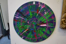 In the manner of Damien Hirst, a colourful spin picture, oil on board.