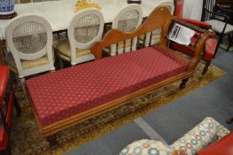 A mahogany framed chaise longue, newly upholstered.
