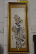 Chinese School, mountainous landscape with flora and fauna, watercolour on paper.