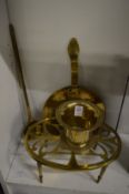 Brass ware to include a mortar, pot stand etc.
