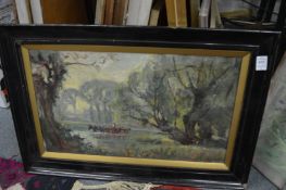 George Weissbort, woodland landscape with horse and cart, oil on board, signed and framed together