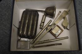 Plated cigar case and other items.