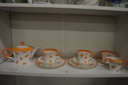 A Shelley porcelain polka dot decorated tea for two service.