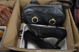 A pair of ladies shoes, size 6 together with a leather handbag.