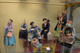 A group of six Royal Doulton figures, Bridget HN2070, The Cup of Tea HN2322, The Lobster Man HN2317,