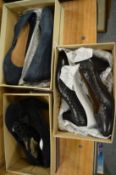 Three pairs of ladies shoes, size 6.