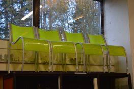 Ron Arad, four Kartell, a set of four lime green plastic and metal framed chairs, reputedly used
