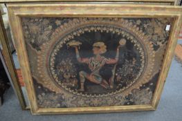 An unusual large scroll paper picture of a dancing lady.