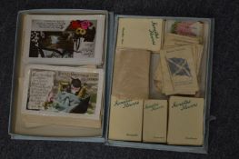 Quantity of silk and other cigarette cards, postcards etc.
