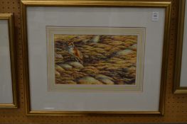 Andy Bech, fox on a moorland, watercolour together with another similar depicting grouse.