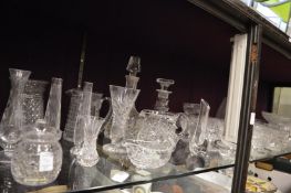A quantity of cut glassware to include bowls, decanters, jugs etc.