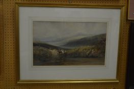 Anthony Van Dyke Cople Fielding, landscape with cattle and sheep grazing, watercolour together