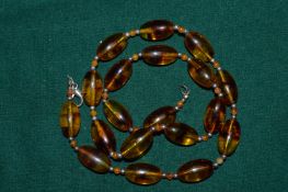 An amber style bead necklace.