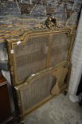 French style gilt wood and cane work single head and foot board (faults).