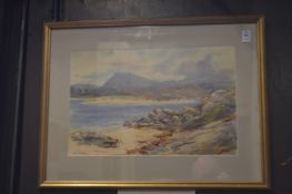 Wyatt, coastal scene of mountains in a landscape, watercolour.