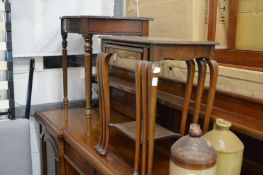 Walnut nest of tables and other occasional furniture.