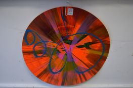 In the manner of Damien Hirst, a colourful spin picture, oil on card.