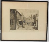 L GWLADIS ROBINSON 'The Shambles Sevenoaks' aquatint etching signed, inscribed and dated 1925 in