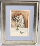 AFTER PICASSO 'Woman ironing' mid-20th century watercolour a/f no glass 24 x 16.5cm