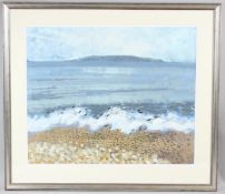 ARTHUR HACKNEY RWS (1925-2010) Waves braking on a beach acrylic on paper inscribed verso 51 x 62cm