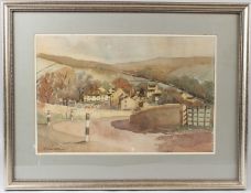 E MARION WATKINSON 'Road into Kettlewell Wharfedale..' watercolour signed 32 x 48cm