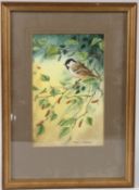 ROBIN GIBBARD 'Coal Tit Patrol' watercolour signed 23.5 x 15cm