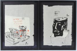 STEPHEN FARTHING (1950) 'OHDOTN 24' and 'OHDOTN 43'' 'Karnac Temples' and 'Head of a King' two mixed