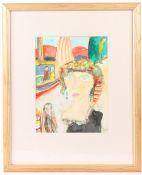 JOHN BELLANY (1943-2013) Woman on a quayside watercolour and pencil signed in pencil 37 x 27cm