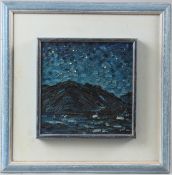 LATE 20TH CENTURY BRITISH SCHOOL Landscape with starry sky above oil on canvas 19 x 19cm