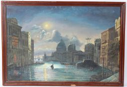 CONTINENTAL SCHOOL (20TH CENTURY) Venetian canal scene in moonlight oil on canvas 60 x 90.5cm