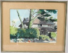 CHANNEL ISLANDS SCHOOL (20TH CENTURY) Cottage, inscribed 'Woodcote St Andrews Guernsey' on the