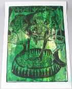 BRUCE ONOBRAKPEYA (1932 NIGERIA) 'Zaria Indigo' serigraph / screenprint 14/75 signed and inscribed