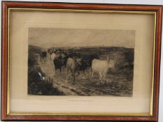 AFTER JOHN McWHIRTER RA (1839-1911) 'West Highlanders in showery weather' etching 20 x 28.5cm