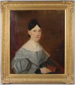 ENGLISH SCHOOL (19TH CENTURY) Portrait of a woman holding a book oil on canvas 75 x 64cm